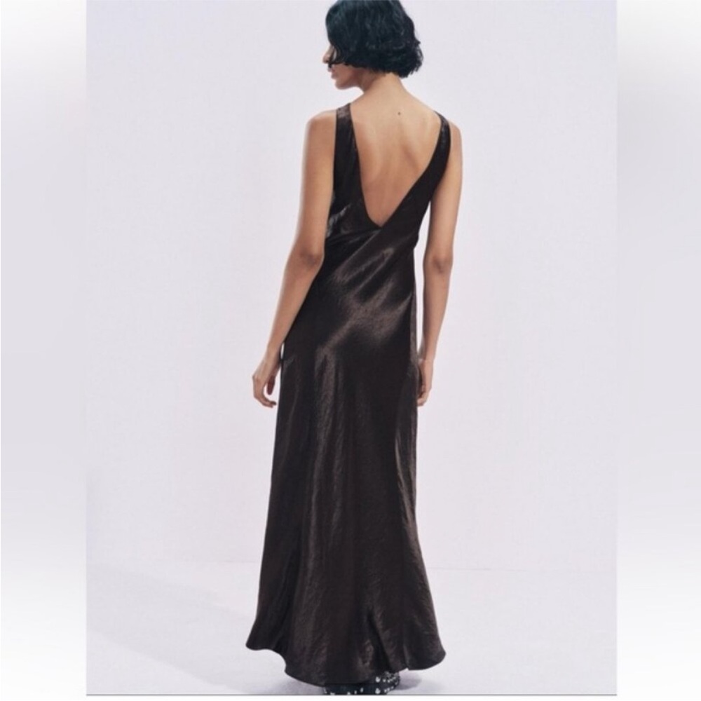 ZARA WRINKLED SATIN EFFECT DRESS - Picture 11 of 15